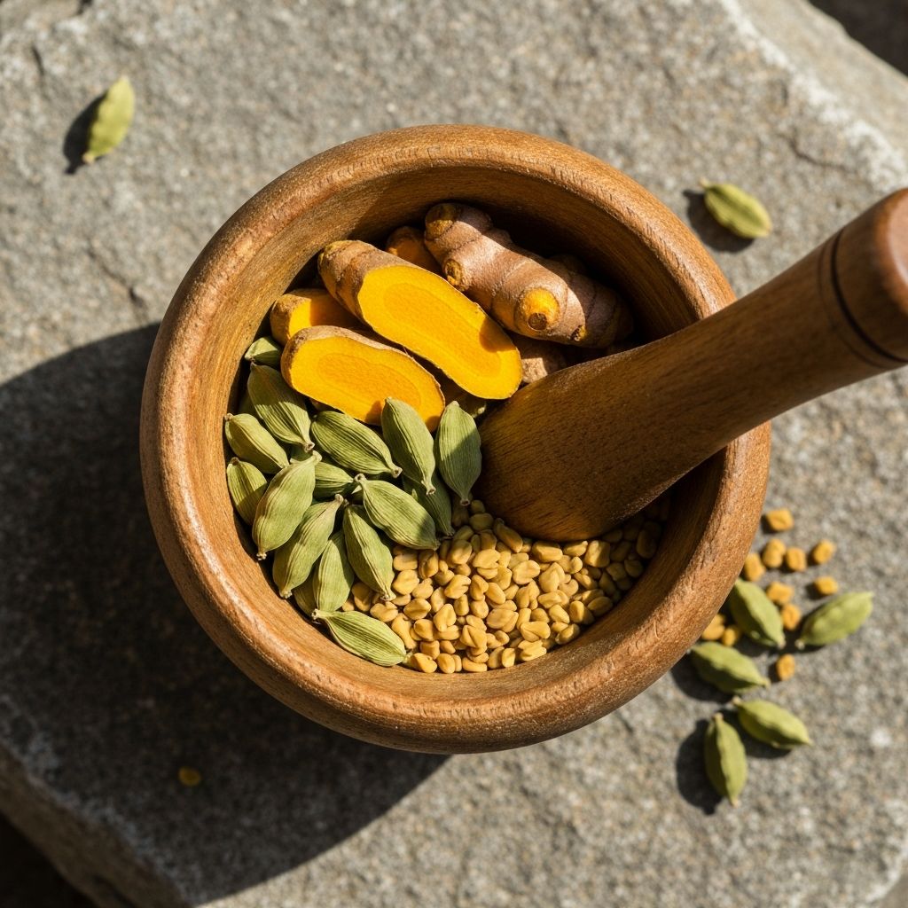 Kurkuma, Kardamom und Bockshornklee Mischung